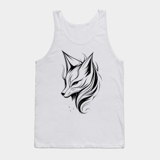 Minimalist Kitsune 2: Modern Interpretation of Japanese Mythical Creature Tank Top